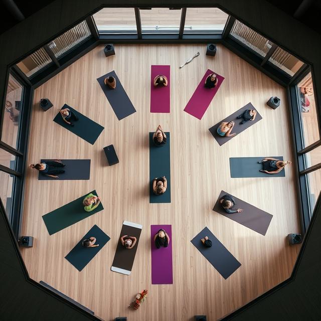 Persona practicando yoga en estudio